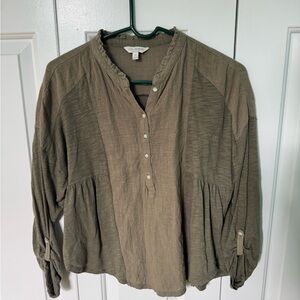 Lucky Brand Khaki Button-Up Women's Blouse
